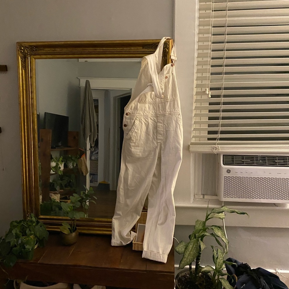 Free People White Overalls